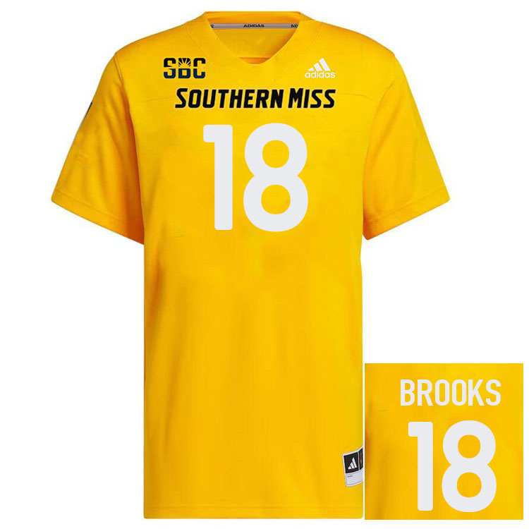 Southern Miss Golden Eagles #18 Natrone Brooks Jersey Football Uniforms-Gold